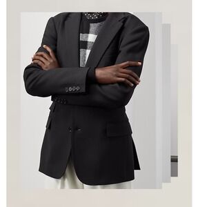 Ralph Lauren Purple Label Collection Odera Wool Blend Blazer Jacket Black Size 8